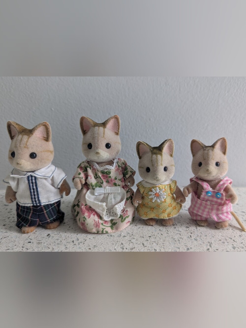 Vintage Sylvanian Families Keats Cat Family Set Calico Critters Figures Lot